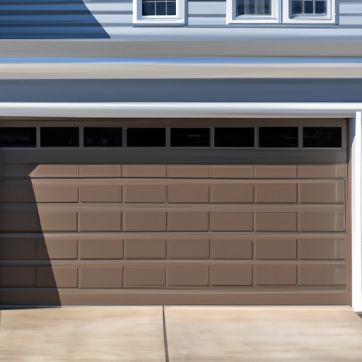 Modern residential garage door on a South Orange, NJ home; daylight, driveway, and house facade visible.
