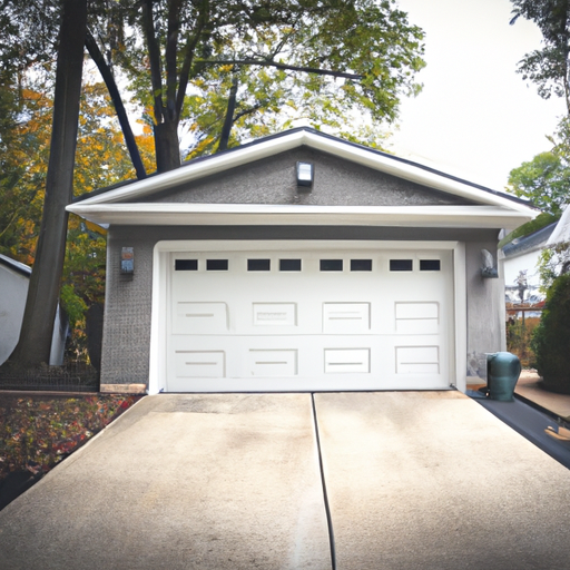 Suburban South Orange home exterior showing a modern closed garage door and driveway on an overcast day.