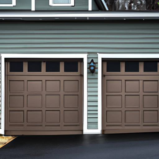Closed two-car garage door with visible panels and threshold in a South Orange, NJ suburban setting.